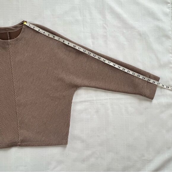 A New Day Dark Mocha Mousse Oversized Slouch Shoulder Ribbed Sweater Top - Picture 12 of 12